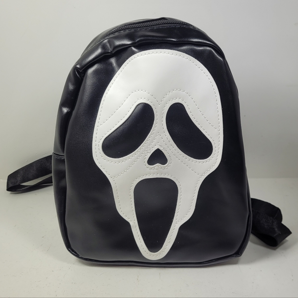 Black and White Backpack with Scream Design